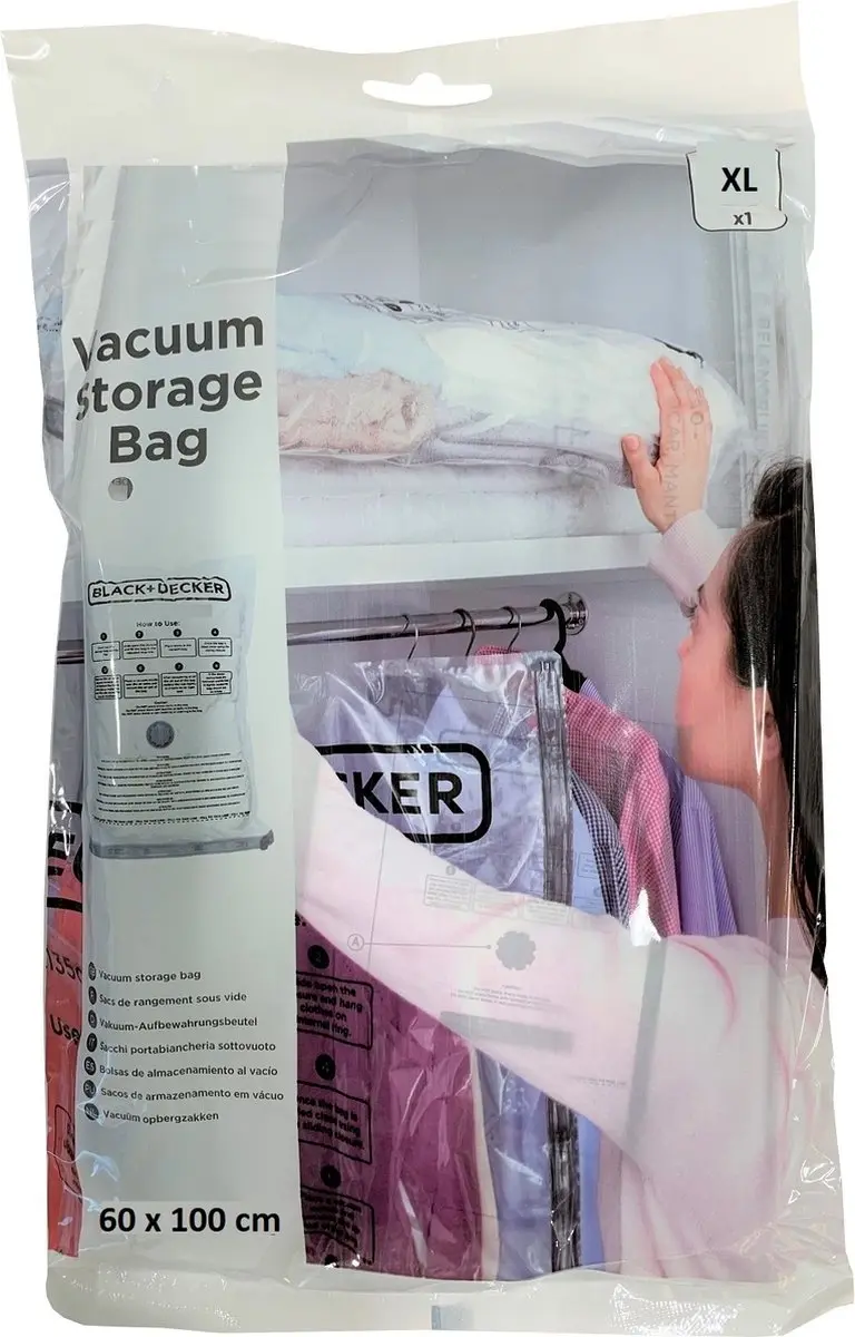 BLACK+DECKER Vacuüm Opbergzak 60x100cm - Transparant