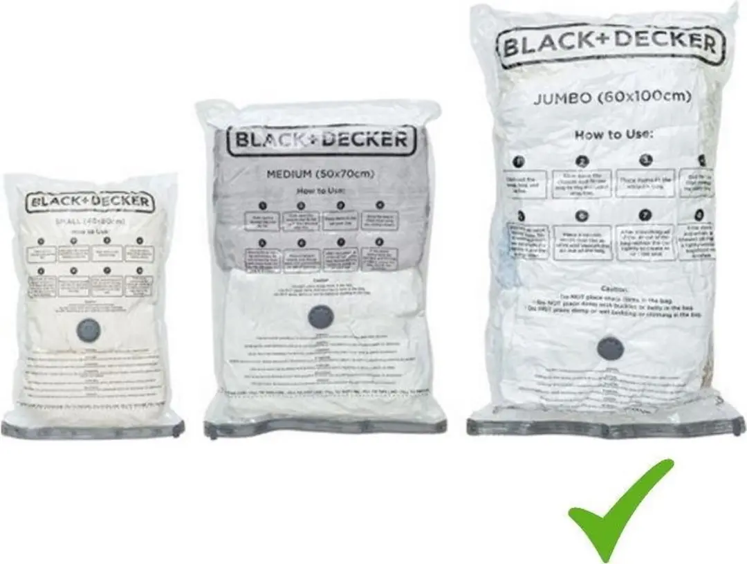 BLACK+DECKER Vacuüm Opbergzak 60x100cm - Transparant