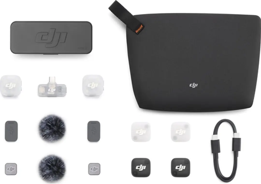 DJI Mic Mini 2 Draadloos Microfoonsysteem - 2 Zenders + Ontvanger - Wit/Zwart
