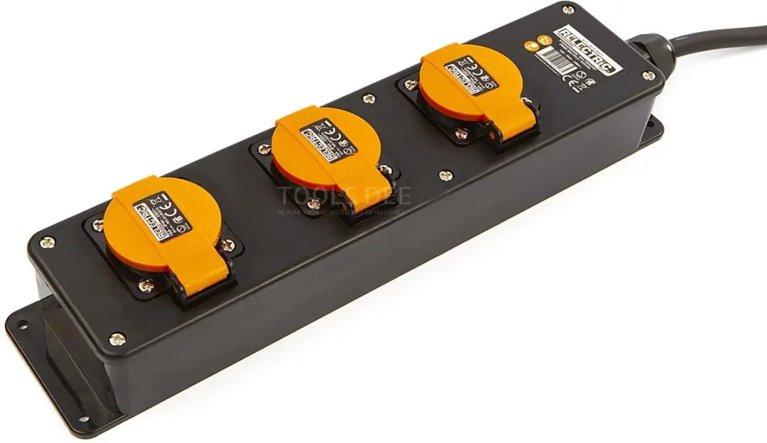 Relectric Pro Stekkerdoos Verlengkabel 5m - 3-voudig 3200W - IP44 - Zwart/Oranje
