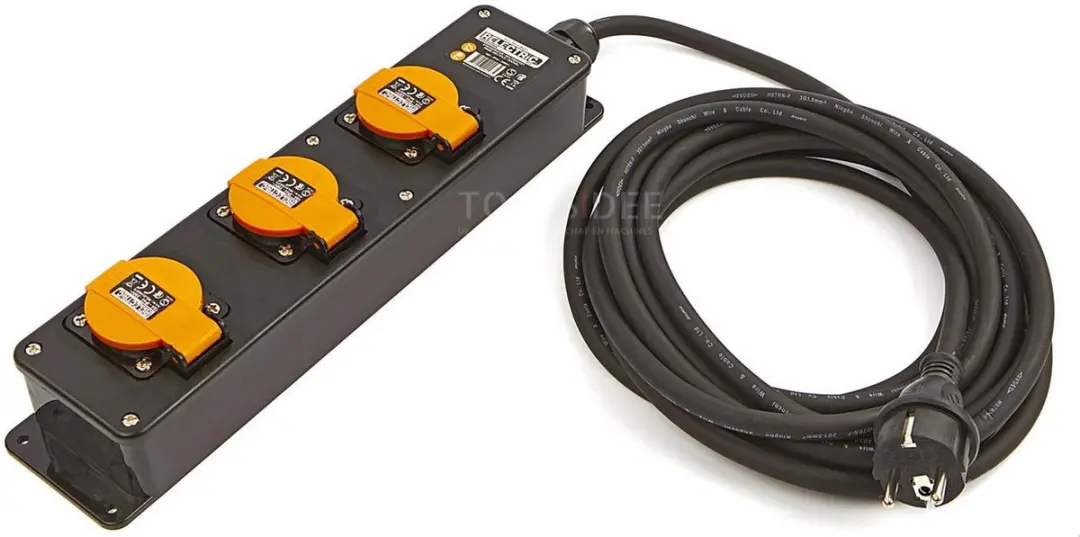 Relectric Pro Stekkerdoos Verlengkabel 5m - 3-voudig 3200W - IP44 - Zwart/Oranje