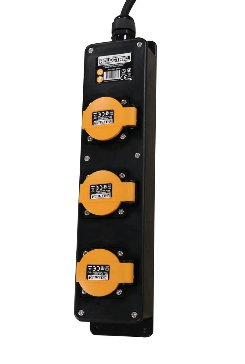 Relectric Pro Stekkerdoos Verlengkabel 5m - 3-voudig 3200W - IP44 - Zwart/Oranje