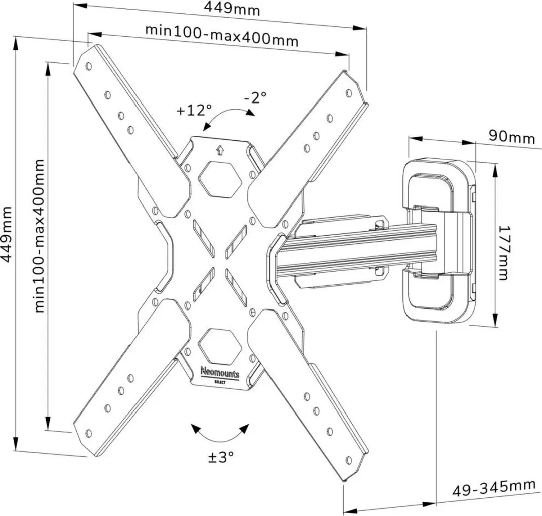 Neomounts WL40S-840BL14 TV-beugel Full Motion 32-65" - Zwart
