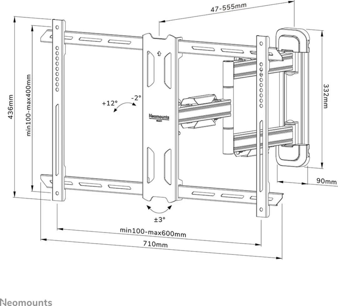 Neomounts WL40S-850BL16 TV Wandbeugel Full Motion 40-70" - Zwart