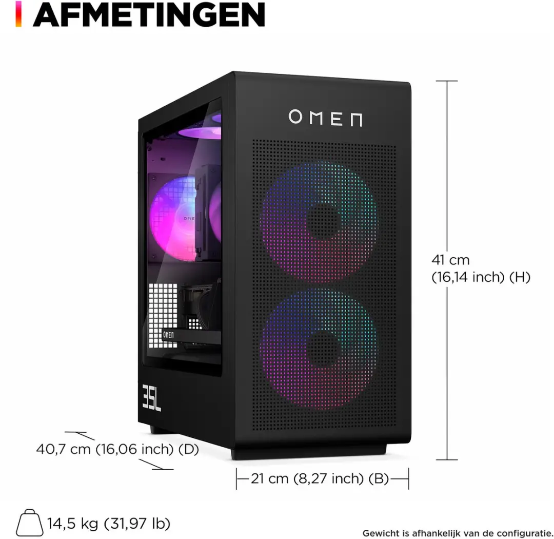 HP OMEN 35L GT16-0168nd Gaming PC - Zwart