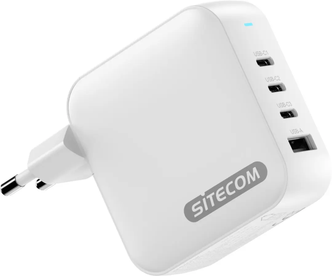 Sitecom CH-1114 165W USB-C Wall Charger - 4 Poorten - Wit