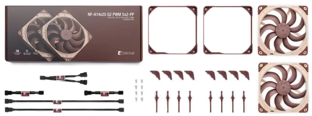 Noctua NF-A14x25 G2 PWM Sx2-PP - 2x 140mm Beige