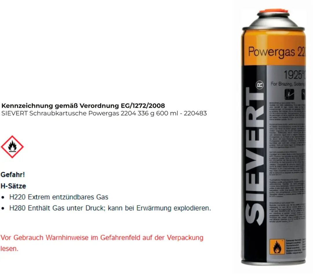 Sievert Gaspatroon Butaan 600ml - Wit