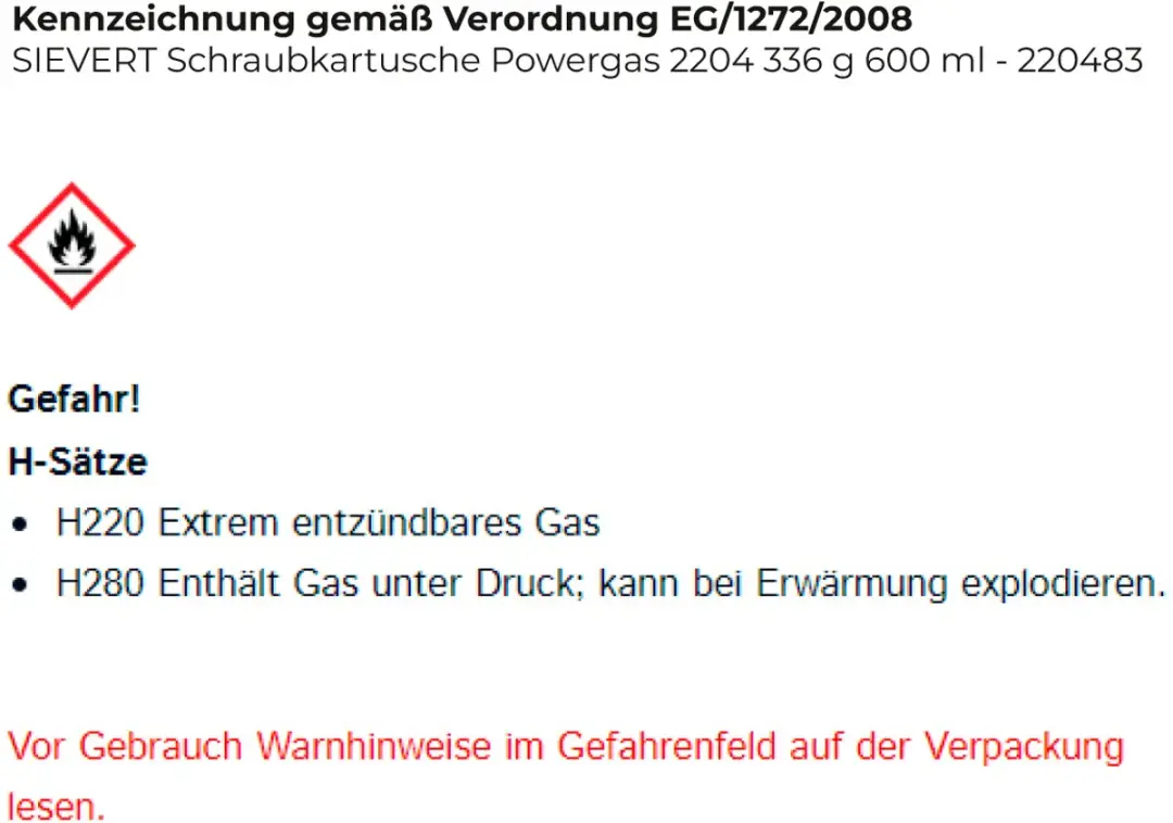 Sievert Gaspatroon Butaan 600ml - Wit