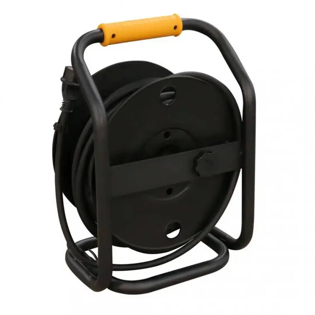 Relectric Kabelhaspel 25m - 4 Stopcontacten 3600W - IP44 - Zwart/Oranje