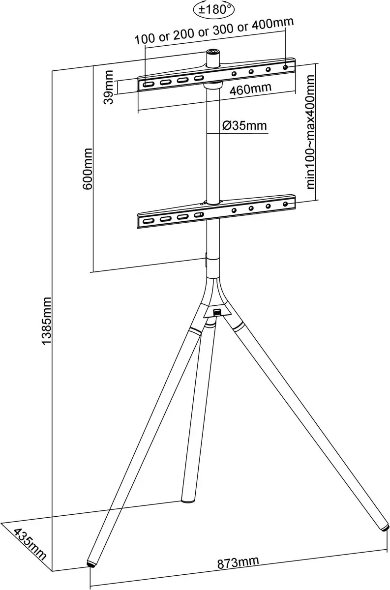 One For All WM7461 TV-standaard - tot 65" - Zwart - afbeelding 6 van 6