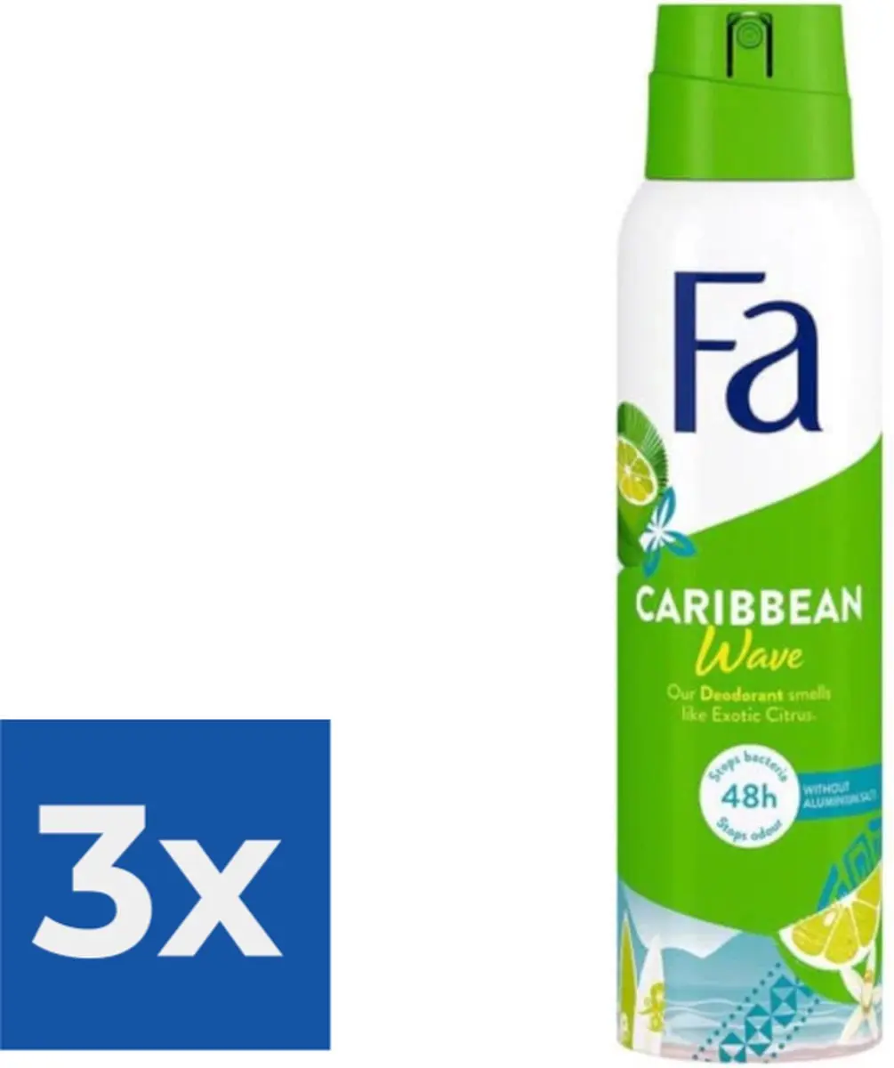 Fa Deospray Caribbean Lemon 450ml - 3 Stuks