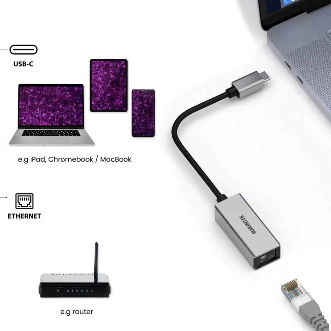 Marmitek Connect 25008373 USB-C naar Ethernet Adapter