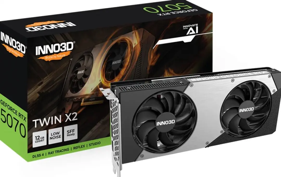 INNO3D GeForce RTX 5070 TWIN X2 Videokaart 12GB GDDR7 - Zwart