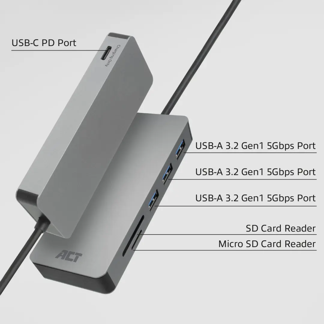 ACT AC7050 USB-C Hub 3.0 - 3x USB-A Zilver
