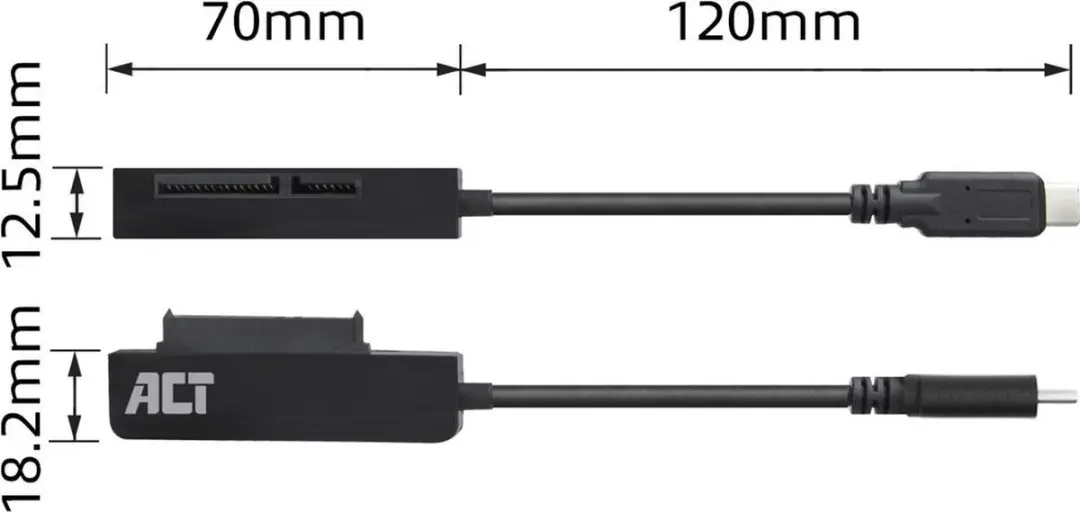 ACT AC1525 USB-C naar SATA Adapter 2,5" - Zwart