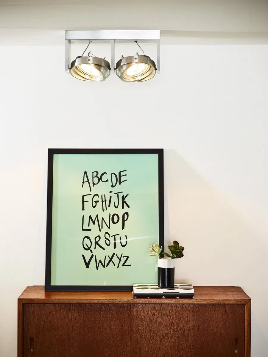 Lucide ZETT-LED Plafondspot G53 AR111 2x12W 2700K - Mat chroom