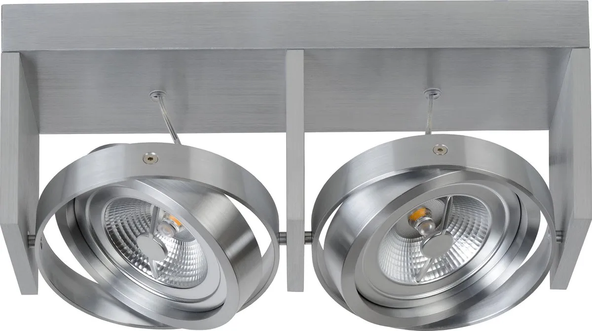Lucide ZETT-LED Plafondspot G53 AR111 2x12W 2700K - Mat chroom