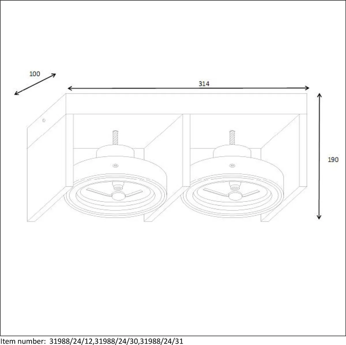 Lucide ZETT-LED Plafondspot G53 AR111 2x12W 2700K - Mat chroom