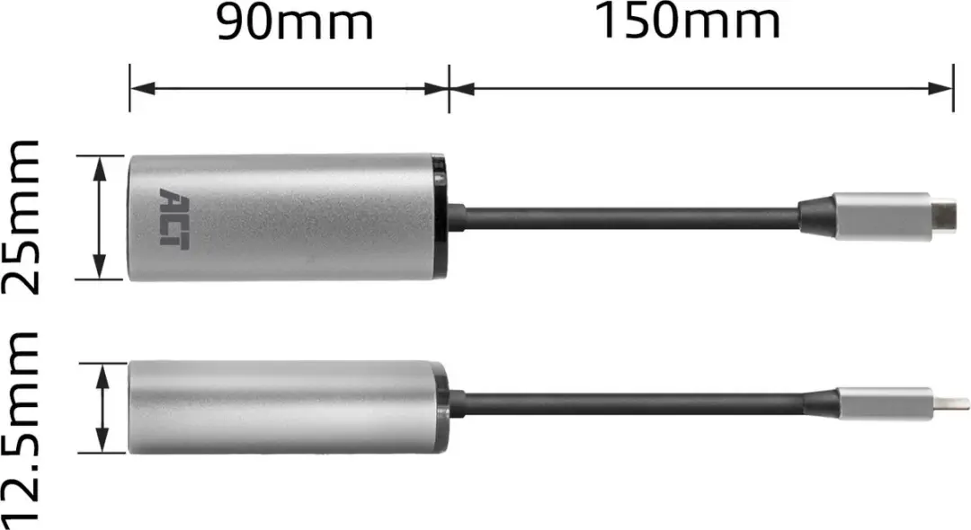 ACT AC7081 USB-C naar 2,5 Gigabit Ethernet Adapter - Grijs