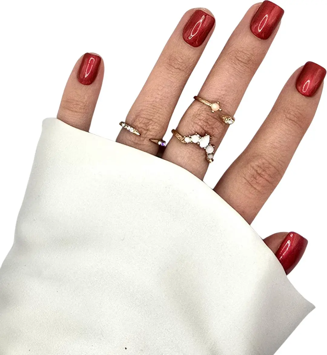 SD Press on Nails B-253 Plaknagels - 20 Stuks - Rood Shimmer Metallic
