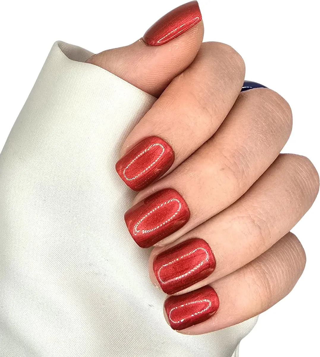 SD Press on Nails B-253 Plaknagels - 20 Stuks - Rood Shimmer Metallic
