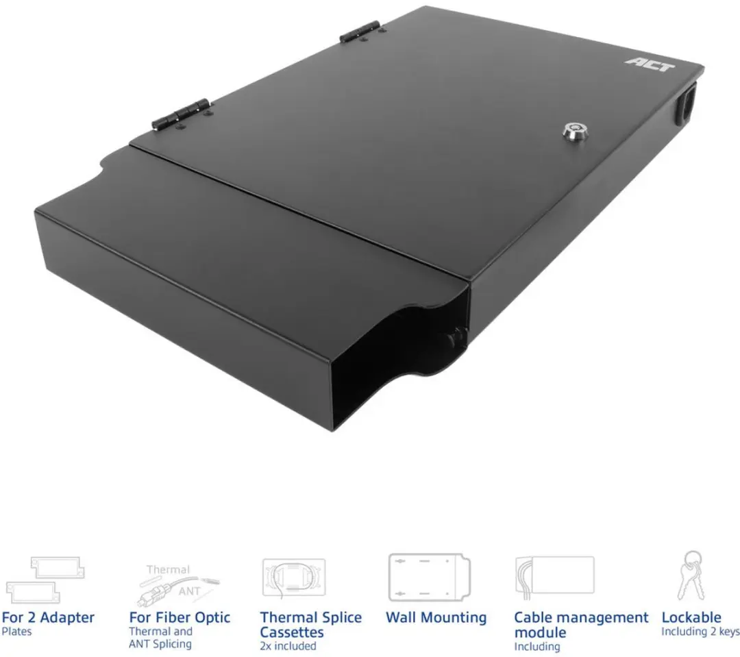 ACT FA2132 Fiber Patch Box - 2 Slots - Zwart