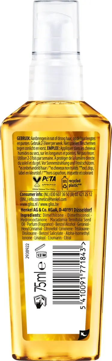 Gliss Oil Nutritive Haarserum 75ml - 6 Stuks