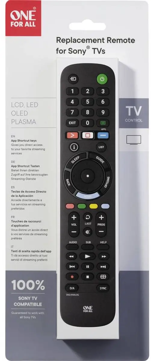 One For All URC4912 Vervangende Afstandsbediening - Sony