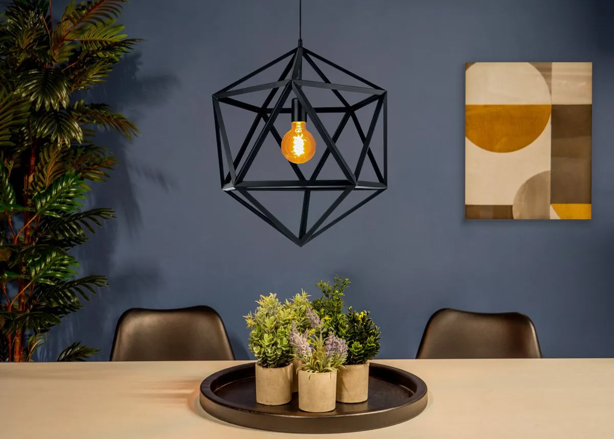Eglo Embleton Hanglamp Ø46cm - Staal Zwart - afbeelding 6 van 6