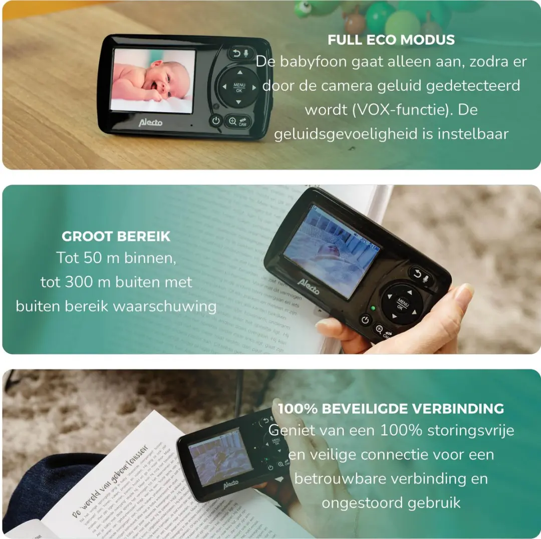 Alecto DVM71BK Babyfoon met Camera - 2.4" Kleurenscherm - Zwart