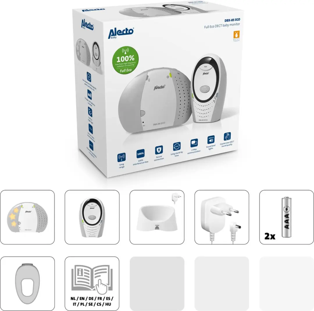 Alecto DB-85 Grijs Full Eco DECT Babyfoon