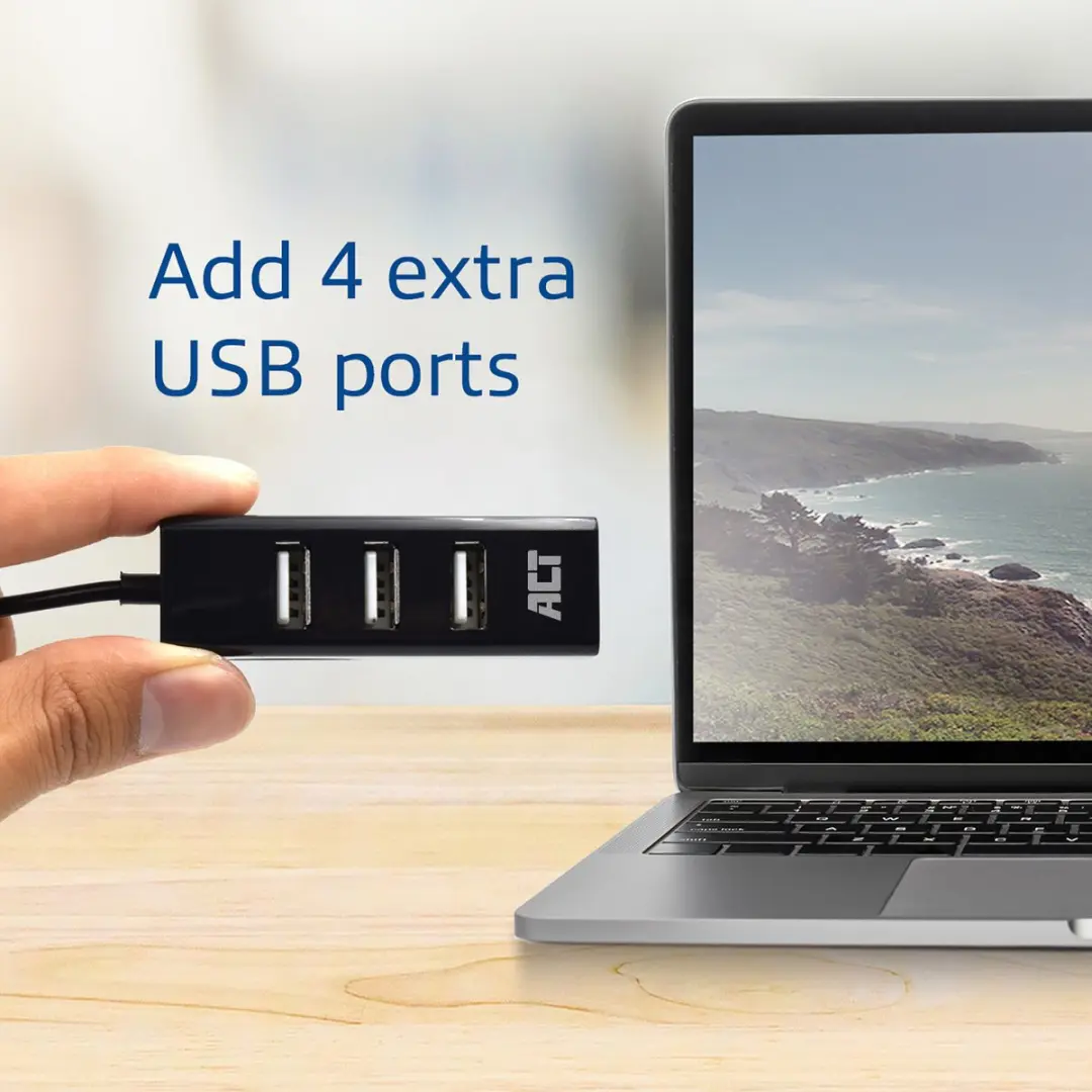ACT AC6205 USB Hub 4 Poorten - Zwart - afbeelding 6 van 6