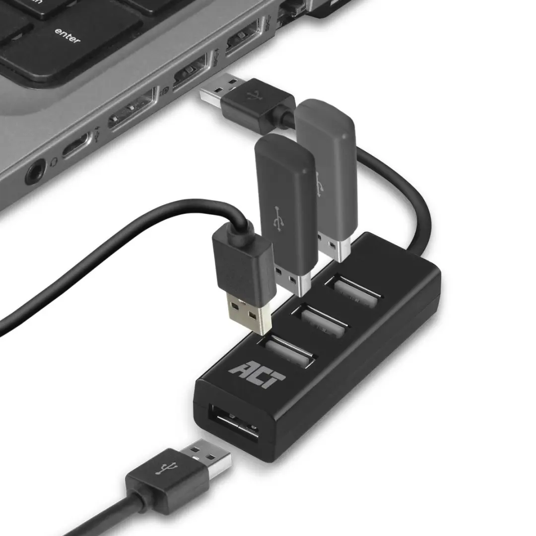 ACT AC6205 USB Hub 4 Poorten - Zwart