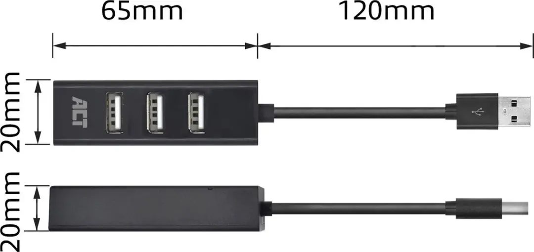 ACT AC6205 USB Hub 4 Poorten - Zwart