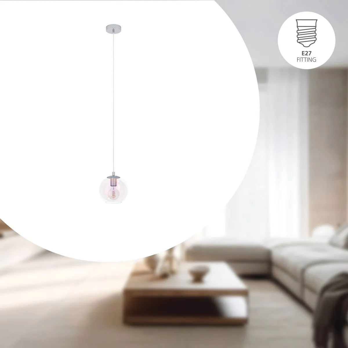 Eglo Ariscani 2 Hanglamp - Ø20cm - Chroom/Gekleurd glas