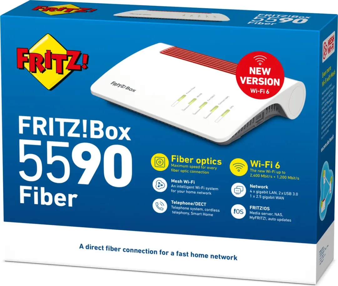 FRITZ!Box 5590 Glasvezel XGS-PON Router - WiFi 6 - Bianco