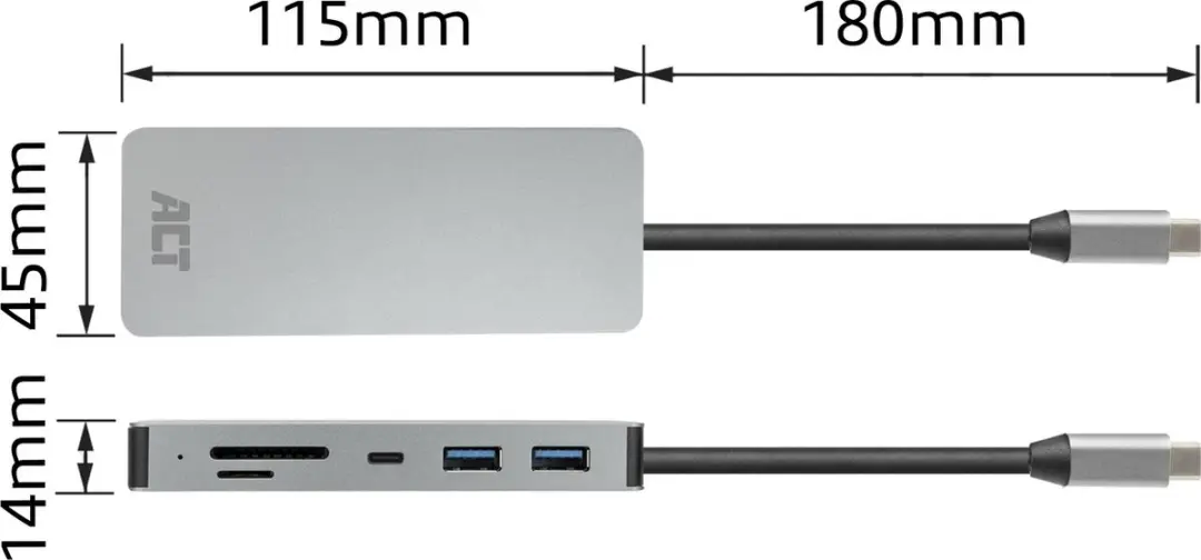 ACT AC7092 USB-C 4K Docking Station - Grijs