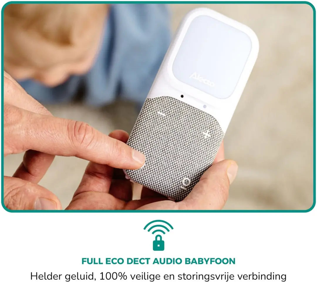 Alecto DBX140 Full Eco DECT Babyfoon - Nachtlampje & Slaapliedjes - Wit/Grijs