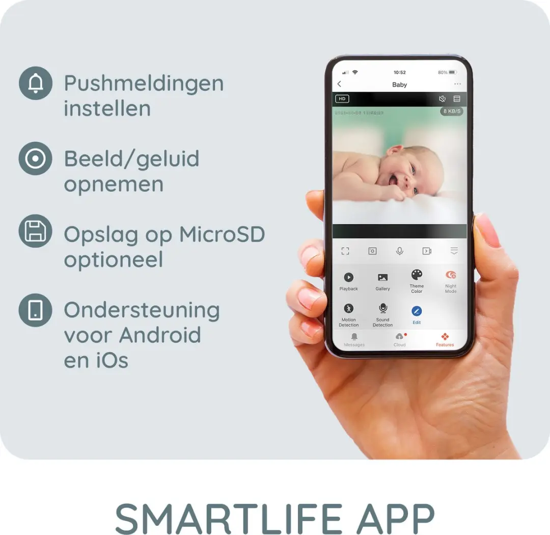 Alecto SMARTBABY5BK Wifi Babyfoon Full HD - Zwart