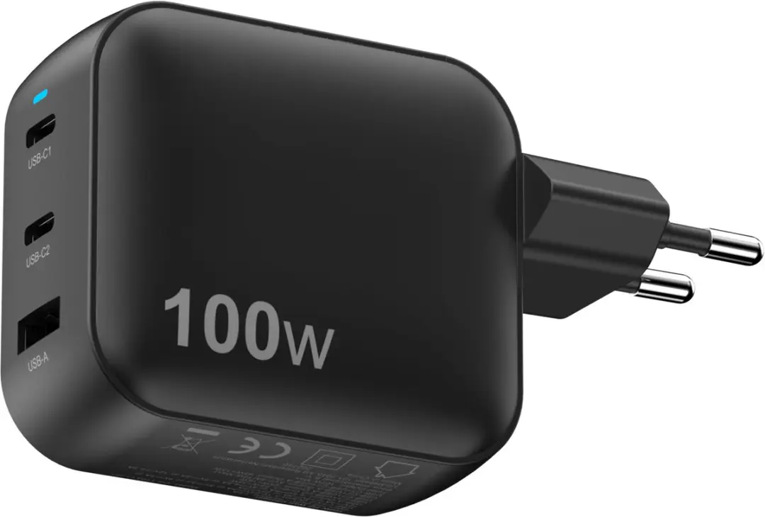 Sitecom 100W USB-C Wall Charger - 3 Outputs - Zwart