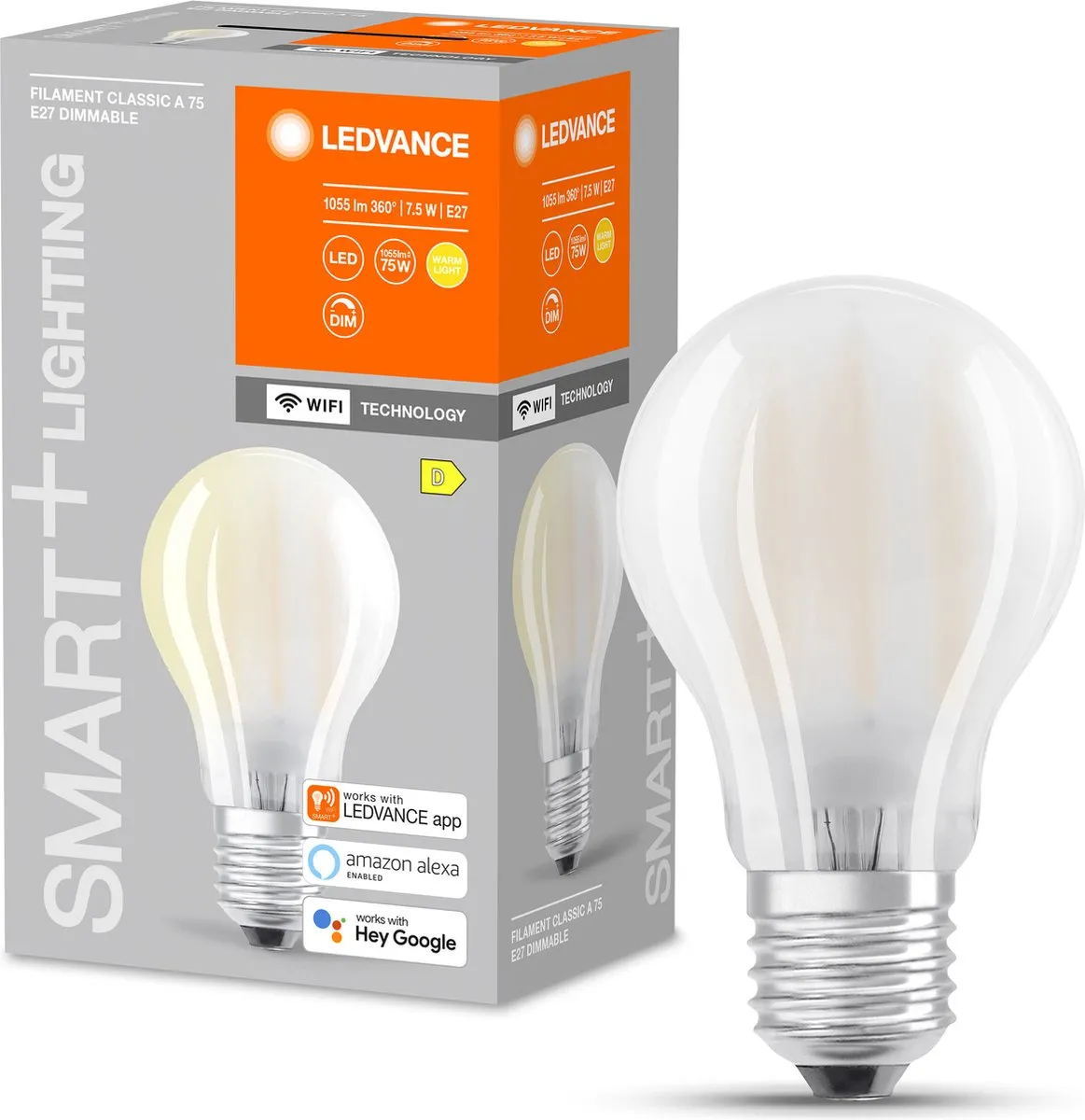 LEDVANCE Klassieke WiFi-lamp 7,5W Warm Wit E27 - Mat - 2700K