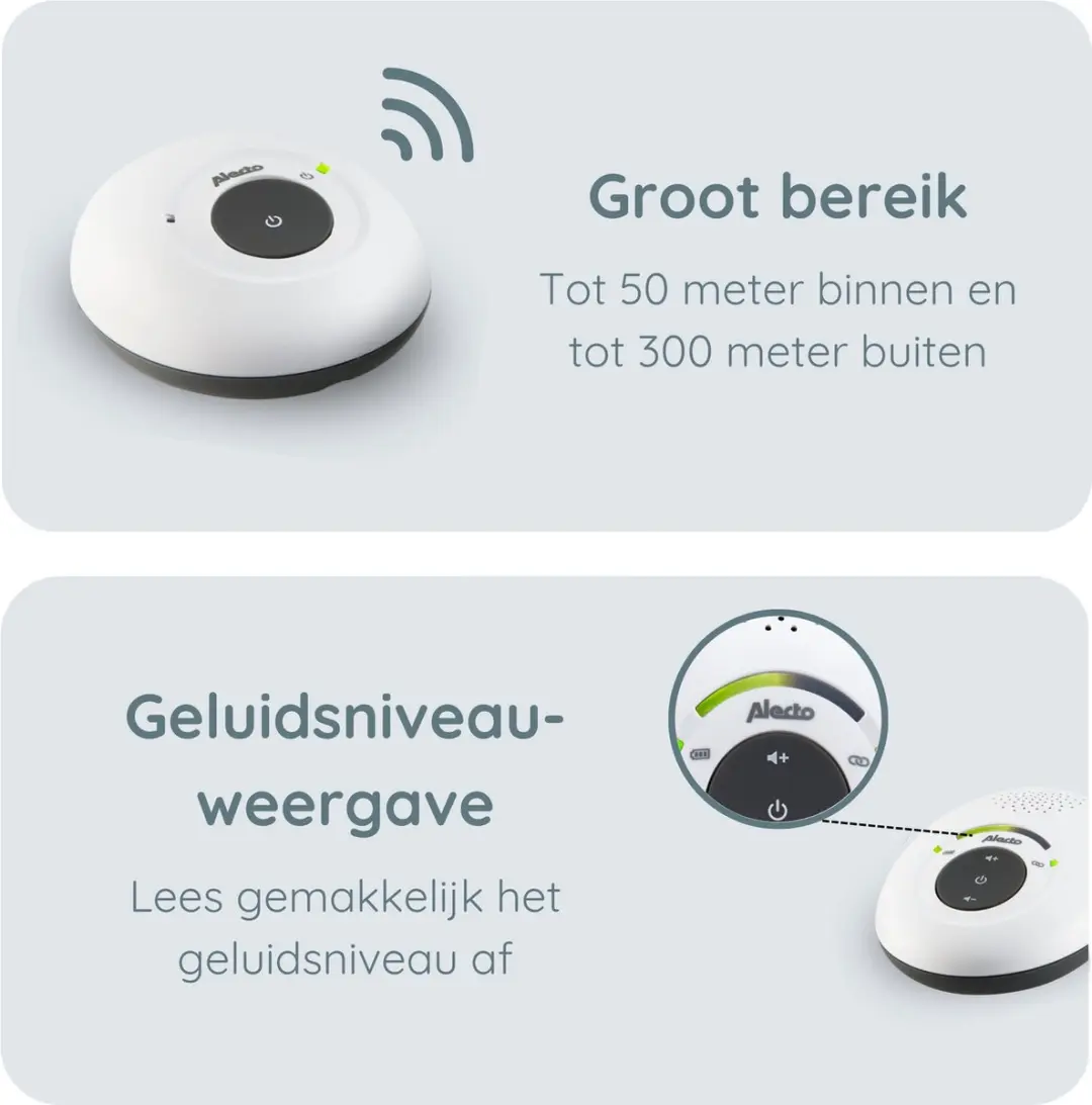 Alecto DBX-115 Full Eco DECT Babyfoon - Wit/Antraciet