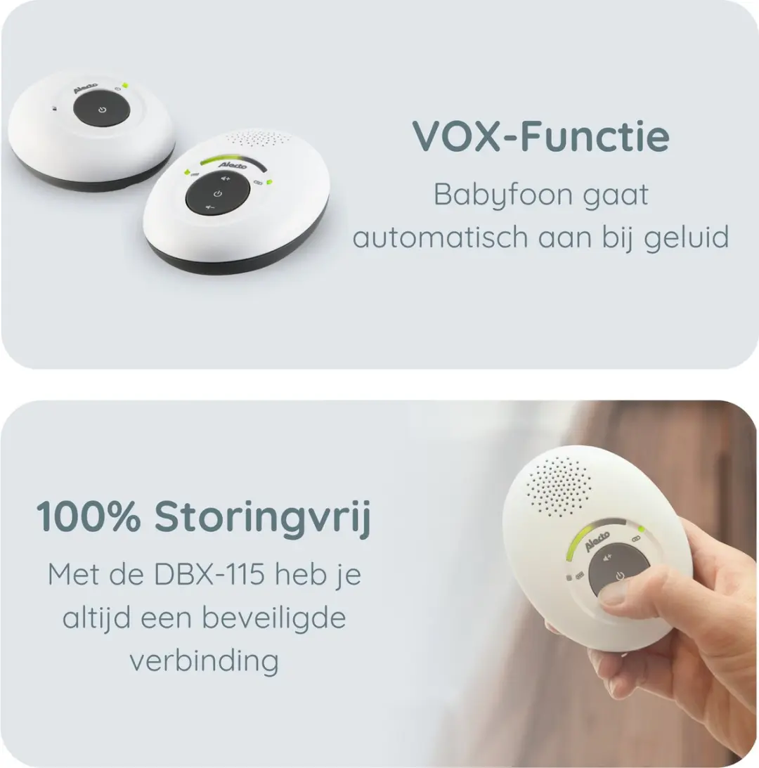 Alecto DBX-115 Full Eco DECT Babyfoon - Wit/Antraciet