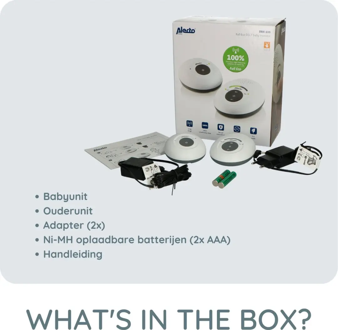 Alecto DBX-115 Full Eco DECT Babyfoon - Wit/Antraciet