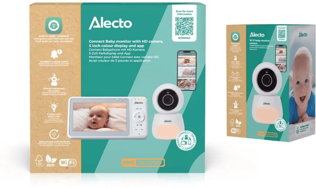 Alecto DVM2060 Wifi Babyfoon Bundel - 2 Camera’s 5 Inch Wit