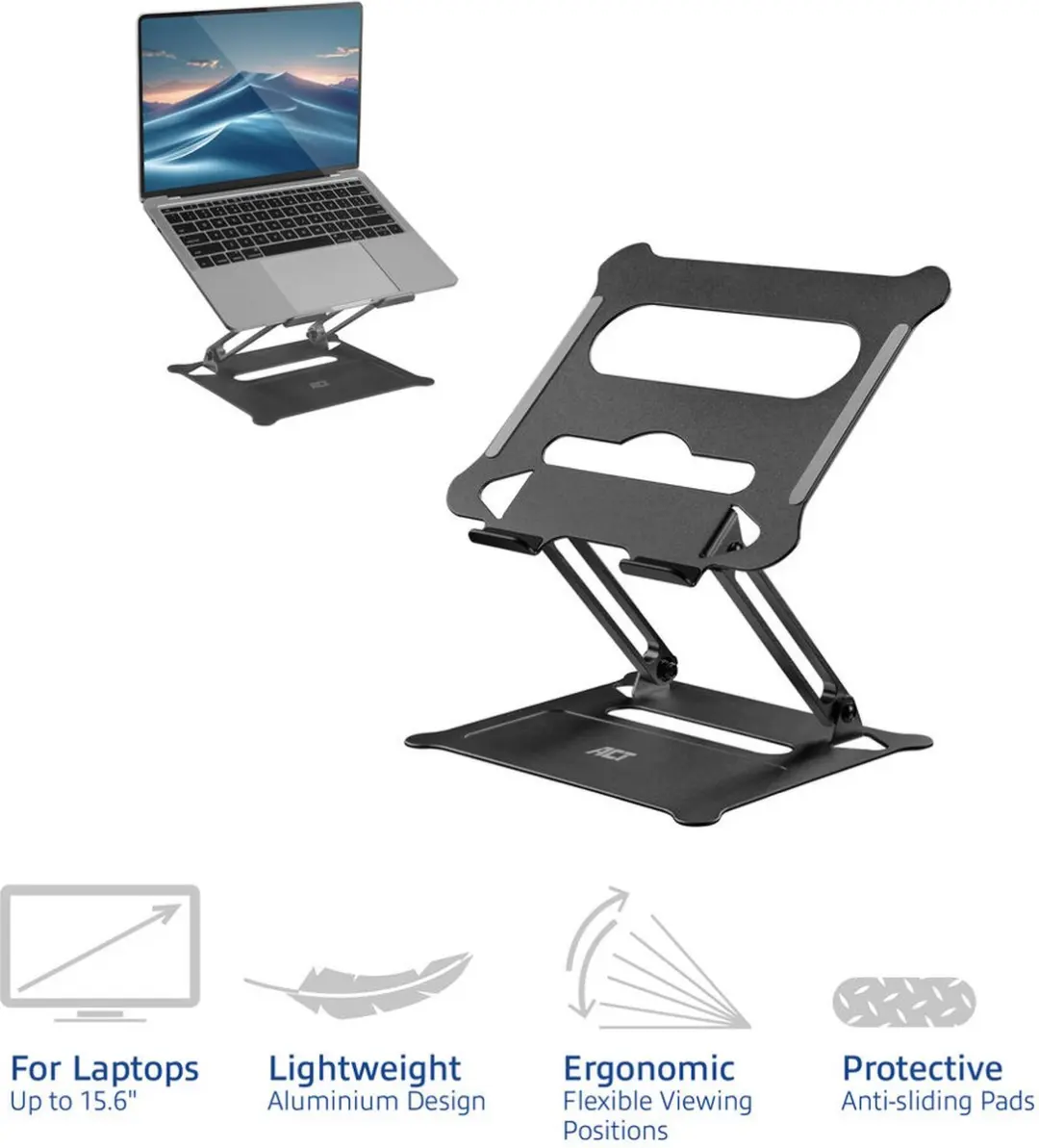 ACT Laptopstandaard AC8140 - Aluminium tot 15.6" - Zwart - afbeelding 6 van 6