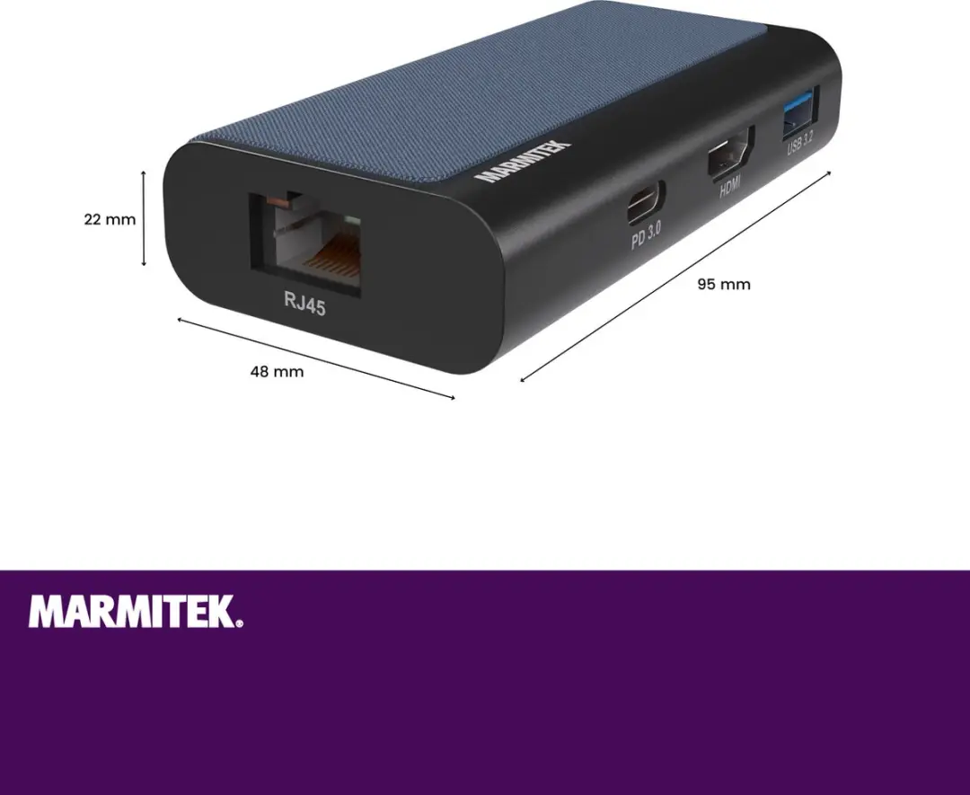 Marmitek Connect USB-C Hub 4 25008476 - HDMI 2.0 & USB 3.2 - 1000 Mbps Ethernet