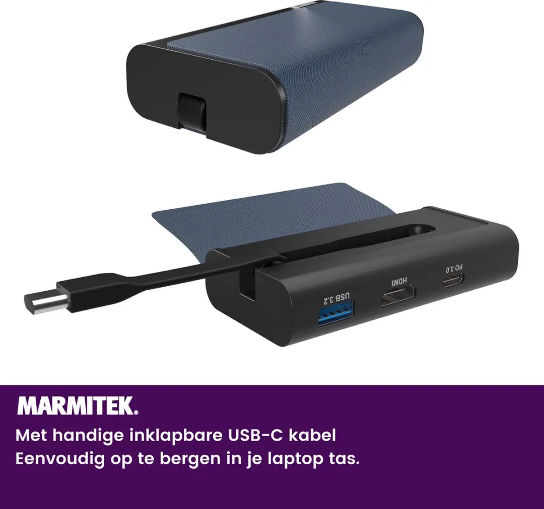 Marmitek Connect USB-C Hub 4 25008476 - HDMI 2.0 & USB 3.2 - 1000 Mbps Ethernet