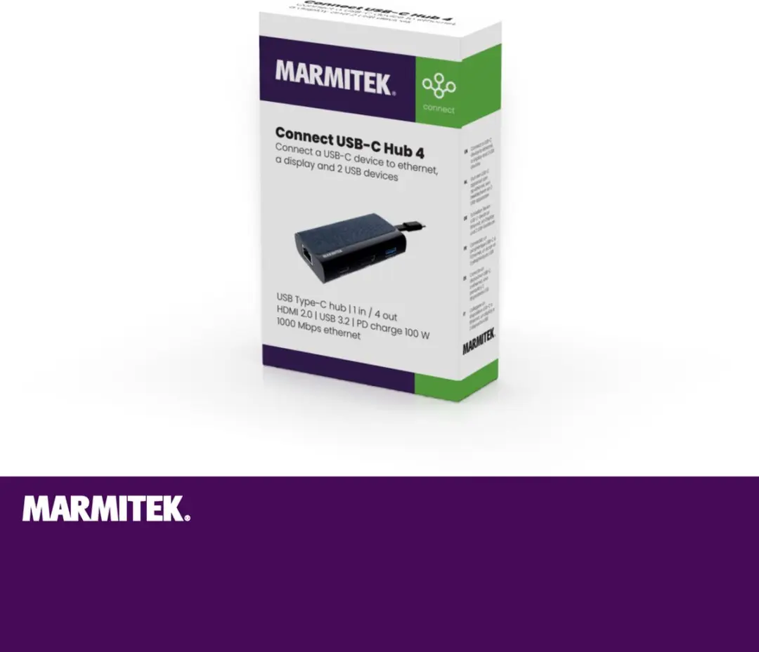Marmitek Connect USB-C Hub 4 25008476 - HDMI 2.0 & USB 3.2 - 1000 Mbps Ethernet - afbeelding 6 van 6